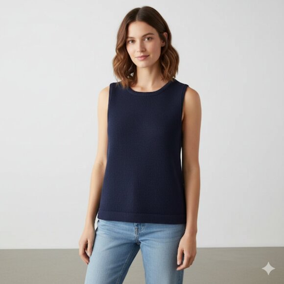 J.Crew Navy Blue Knitted Tank Top - Size M - Picture 1 of 10